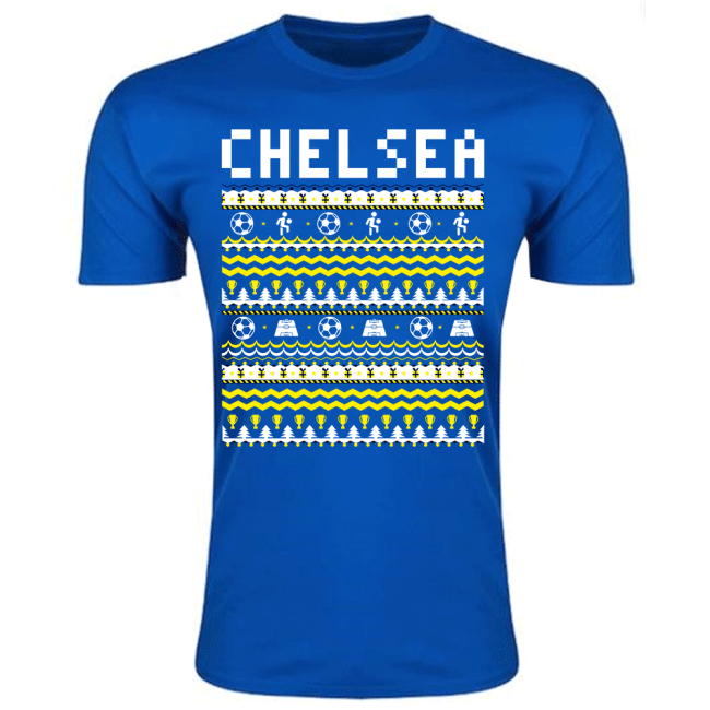 Chelsea Christmas T-Shirt (Blue)-Football Shirts Shop