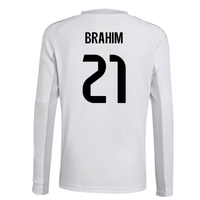 2025-2026 Real Madrid Long Sleeve Home Shirt (Kids) (Brahim 21)-Football Shirts Shop