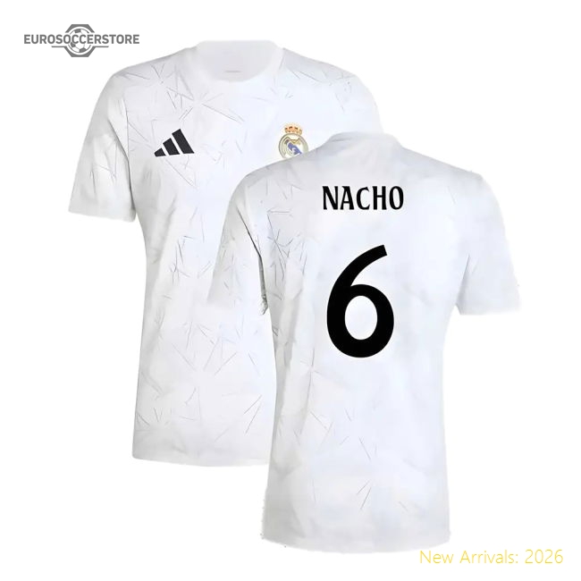 2024-2025 Real Madrid Pre-Match Shirt (White) (Nacho 6)-Football Shirts Shop