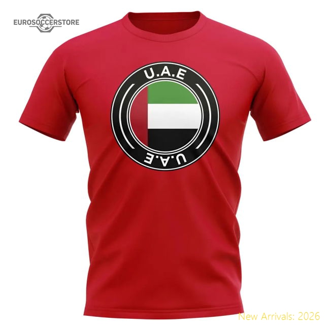UAE Football Badge T-Shirt (Red)-Football Shirts Shop