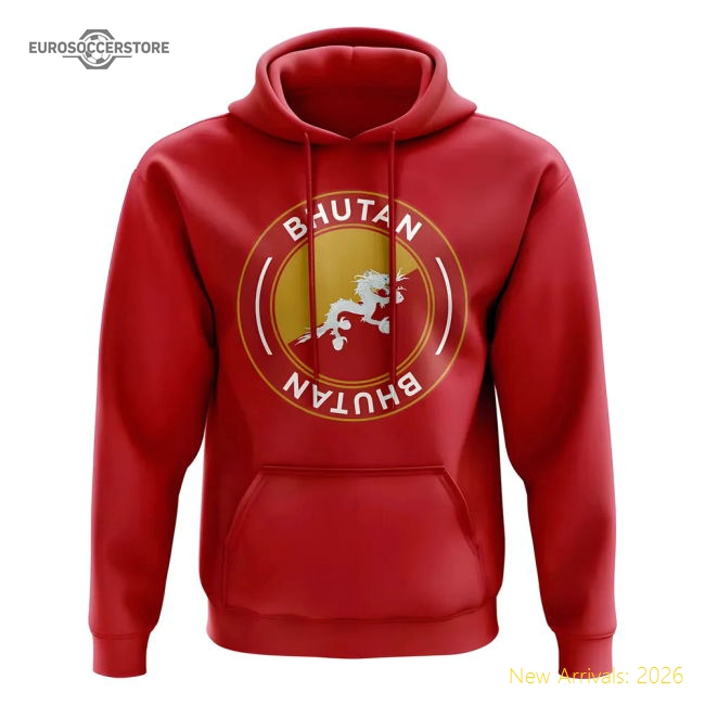 Bhutan Football Badge Hoodie (Red)-Football Shirts Shop