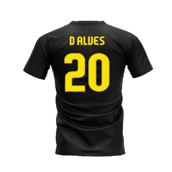 Barcelona 2008-2009 Retro Shirt T-shirt - Text (Black) (D Alves 20)-Football Shirts Shop