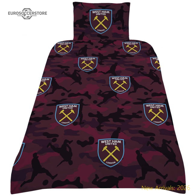 West Ham United FC Player Camo Single Duvet Set-Football Shirts Shop
