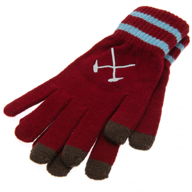 West Ham United FC Touchscreen Knitted Gloves Youths-Football Shirts Shop