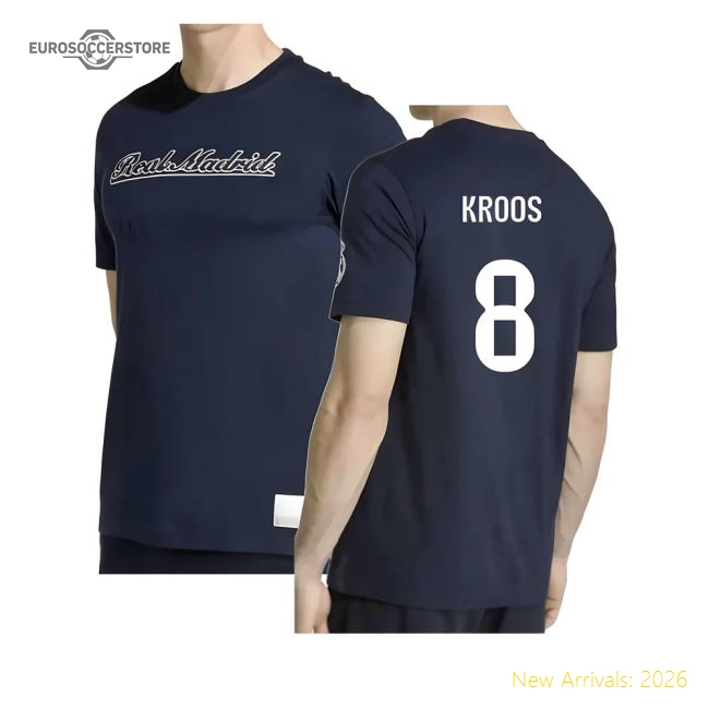 2025-2026 Real Madrid US Tee (Navy) (Kroos 8)-Football Shirts Shop