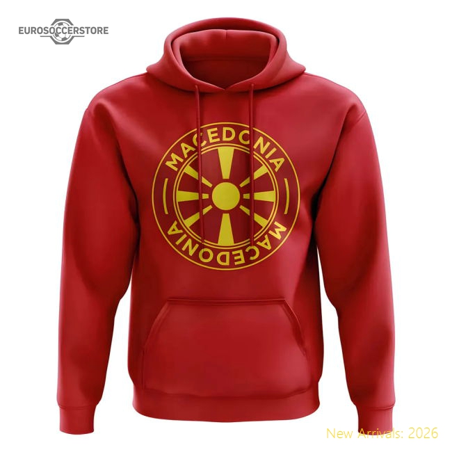 Macedonia Football Badge Hoodie (Red)-Football Shirts Shop