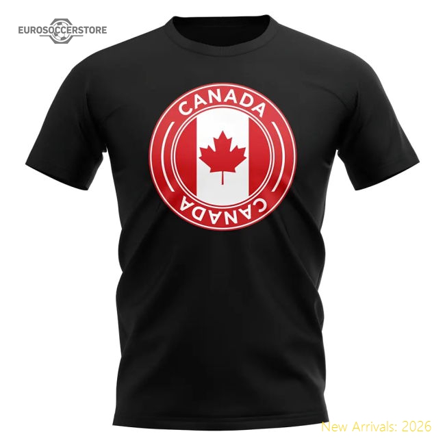 Canada Football Badge T-Shirt (Black)-Football Shirts Shop