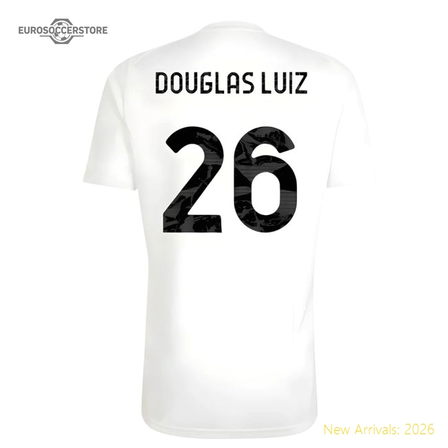 2025-2026 Juventus Training Tee (White) (Douglas Luiz 26)-Football Shirts Shop