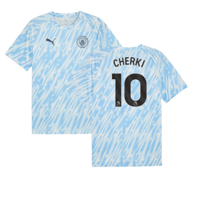 2025-2026 Man City Warm Up Jersey (Silver Sky) (Cherki 10)-Football Shirts Shop