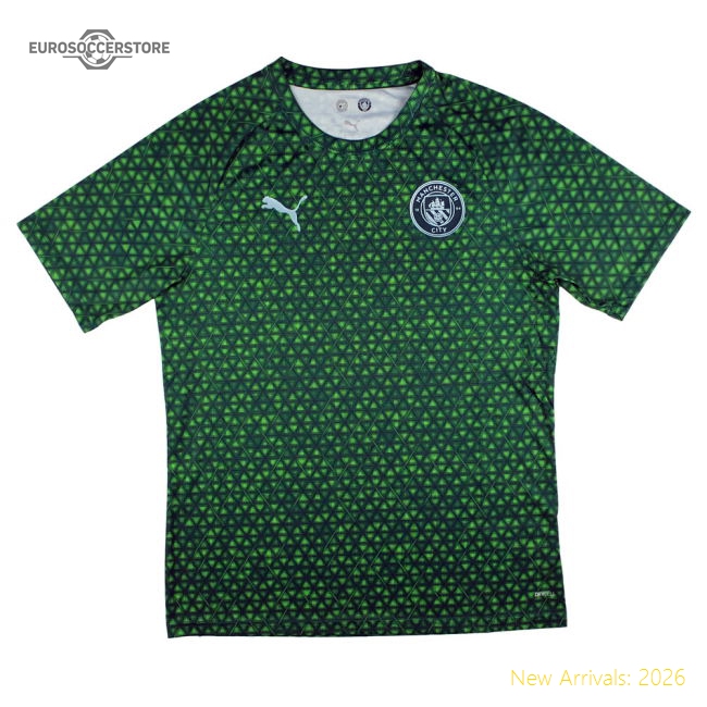 2025-2026 Man City Warm Up Jersey (Green Terrain)-Football Shirts Shop