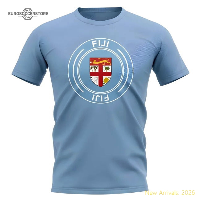 Fiji Football Badge T-Shirt (Sky)-Football Shirts Shop