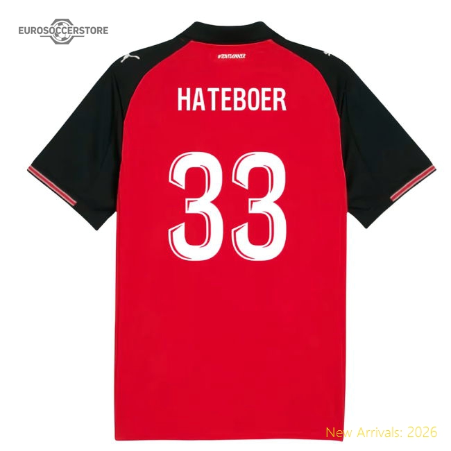 2025-2026 Stade Rennais Home Shirt (Hateboer 33)-Football Shirts Shop