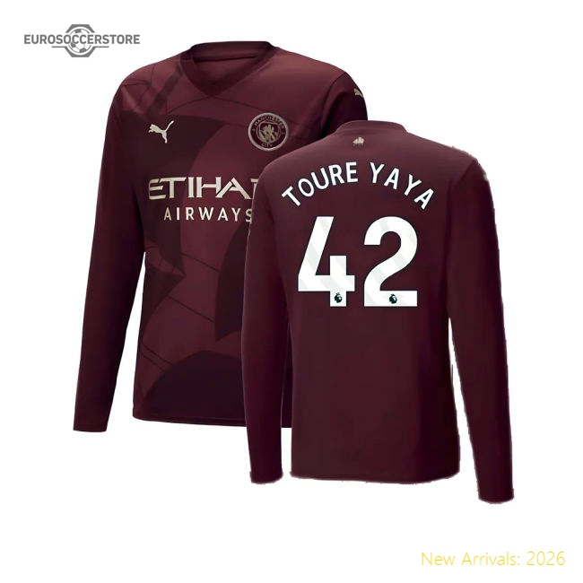 2024-2025 Man City Third Long Sleeve Shirt (Toure Yaya 42)-Football Shirts Shop