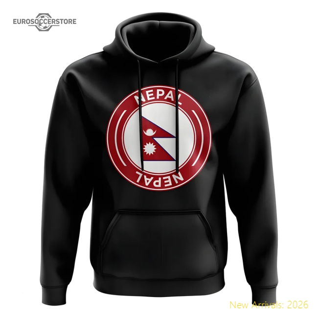 Nepal Football Badge Hoodie (Black)-Football Shirts Shop