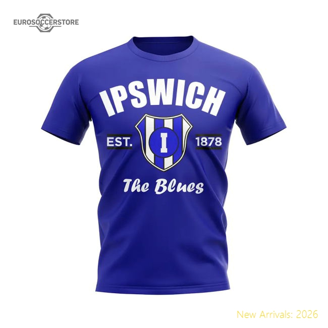Ipswich Established Football T-Shirt (Blue)-Football Shirts Shop