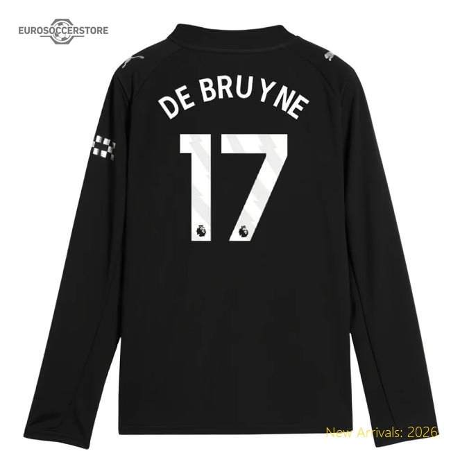 2025-2026 Man City Long Sleeve Away Shirt (Kids) (De Bruyne 17)-Football Shirts Shop