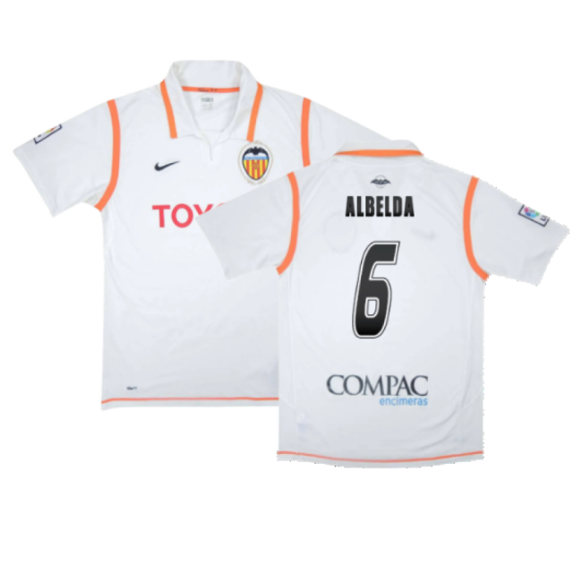 Valencia 2007-08 Home Shirt ((Excellent) S) (Albelda 6)-Football Shirts Shop