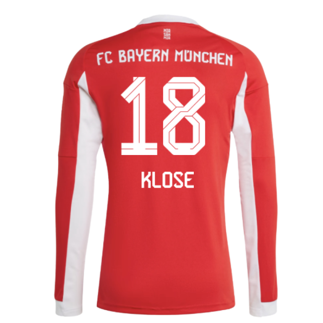 2025-2026 Bayern Munich Long Sleeve Home Shirt (Klose 18)-Football Shirts Shop