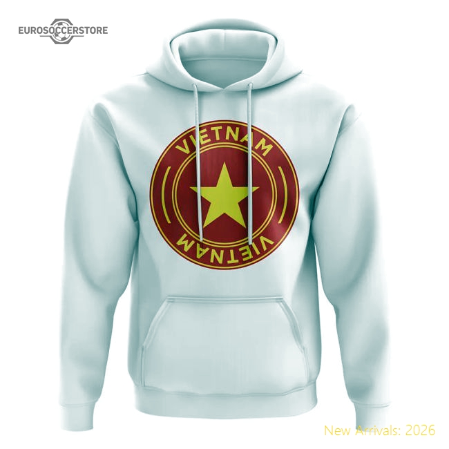 Vietnam Football Badge Hoodie (White)-Football Shirts Shop