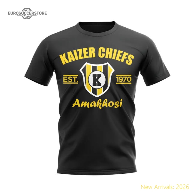 Kaizer Chiefs Established Football T-Shirt (Black)-Football Shirts Shop