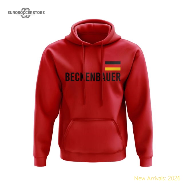 Franz Beckenbauer Germany Flag Hoody (Red)-Football Shirts Shop