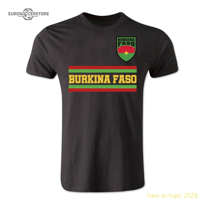 Burkina Faso Core Football Country T-Shirt (Black)-Football Shirts Shop