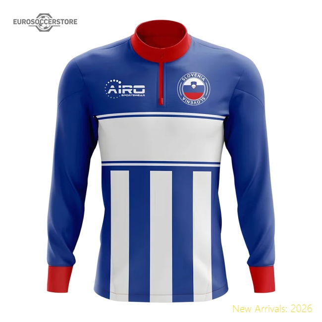 Slovenia Concept Football Half Zip Midlayer Top (Blue-White)-Football Shirts Shop