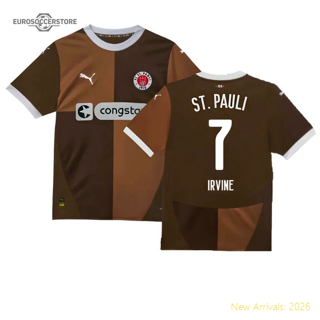 2024-2025 St Pauli Home Shirt (Irvine 7)-Football Shirts Shop