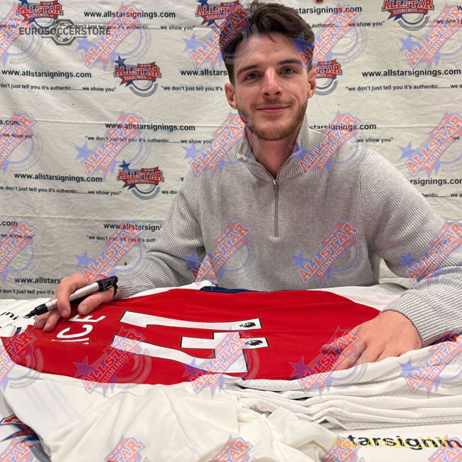 Arsenal FC Rice Signed Shirt (Framed)-Football Shirts Shop