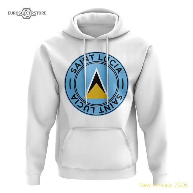Saint Lucia Football Badge Hoodie (White)-Football Shirts Shop