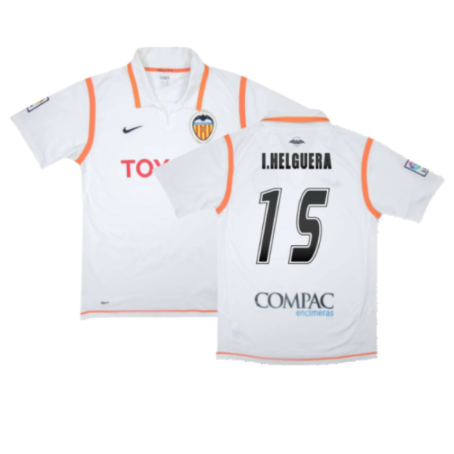 Valencia 2007-08 Home Shirt ((Excellent) S) (I.Helguera 15)-Football Shirts Shop