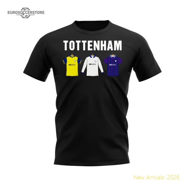 Tottenham 1995-1996 Retro Shirt Text T-shirt (Black)-Football Shirts Shop