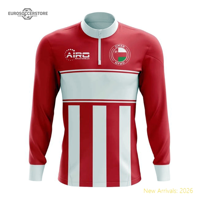 Oman Concept Football Half Zip Midlayer Top (Red-White)-Football Shirts Shop