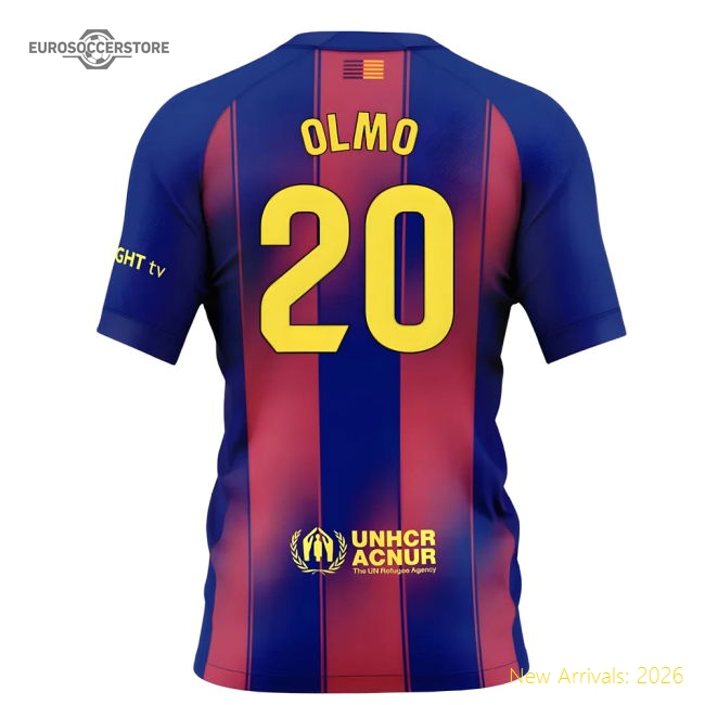 2025-2026 Barcelona Home Shirt (Kids) (Olmo 20)-Football Shirts Shop