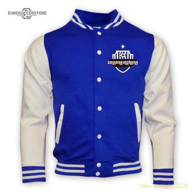 Schalke College Baseball Jacket (blue)-Football Shirts Shop