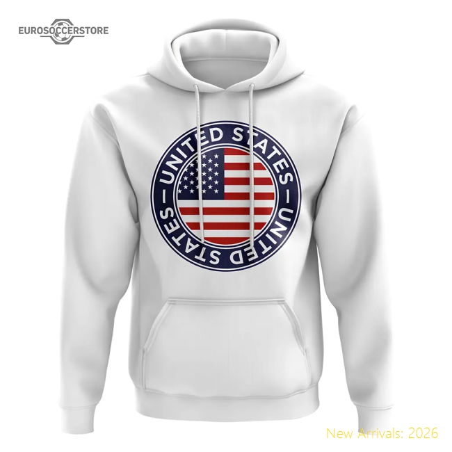 Usa Football Badge Hoodie (White)-Football Shirts Shop