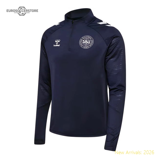 2024-2025 Denmark Pro Half Zip Sweat Top (Marine)-Football Shirts Shop