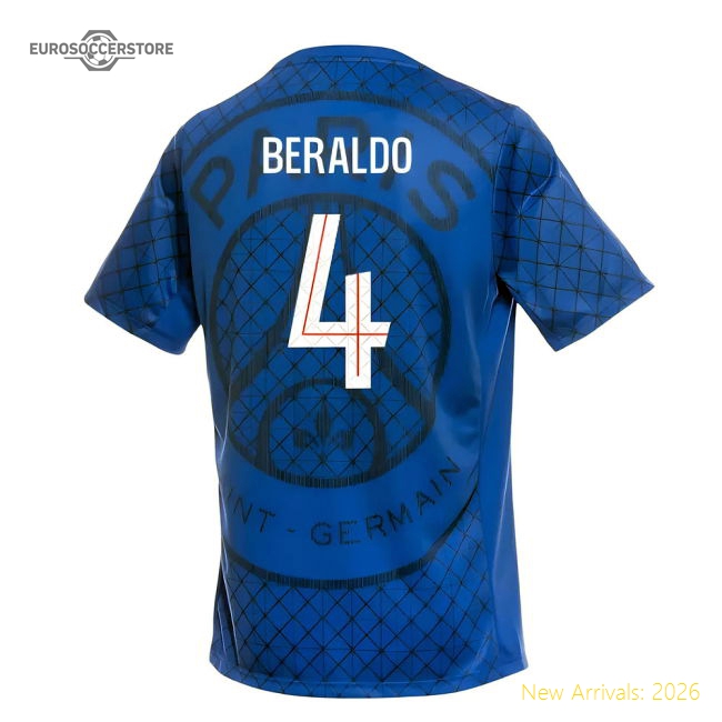 2025-2026 PSG Academy Pro Home Pre Match Shirt (Royal) (Beraldo 4)-Football Shirts Shop