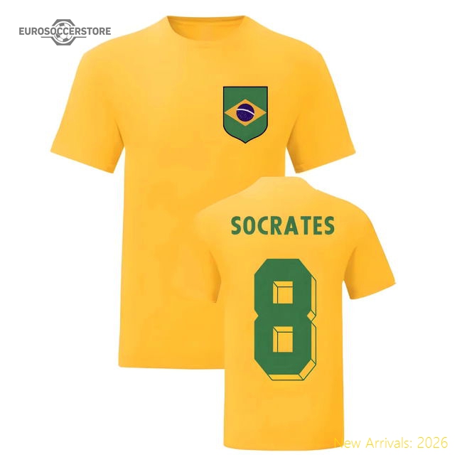 Socrates Brazil National Hero Tee\'s (Yellow)-Football Shirts Shop