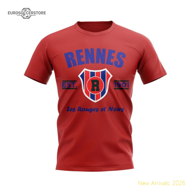 Rennes Established Football T-Shirt (Red)-Football Shirts Shop