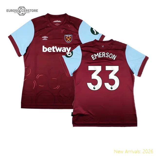2023-2024 West Ham United Home Shirt (Womens) (EMERSON 33)-Football Shirts Shop