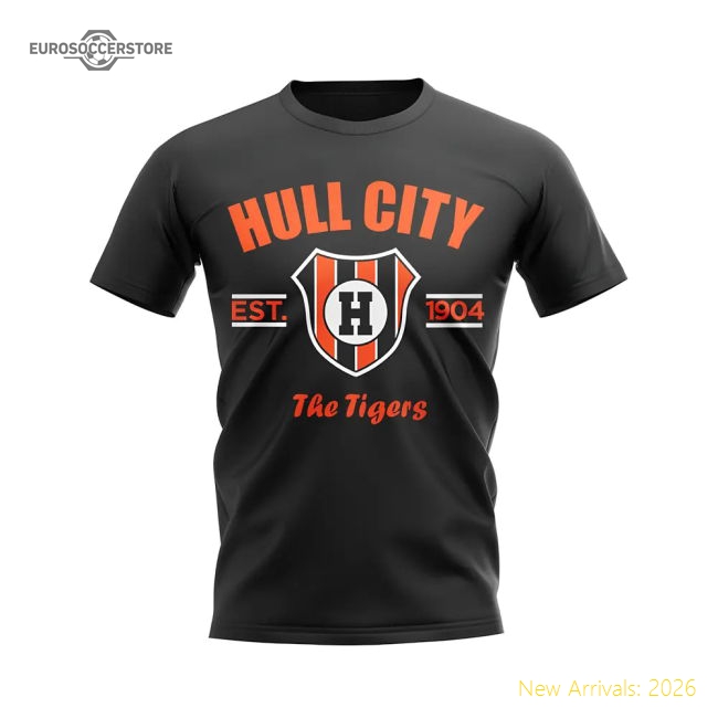 Hull City Established Football T-Shirt (Black)-Football Shirts Shop