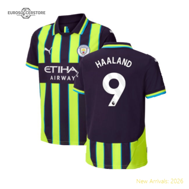 2024-2025 Man City Away Shirt (Kids) (Haaland 9)-Football Shirts Shop
