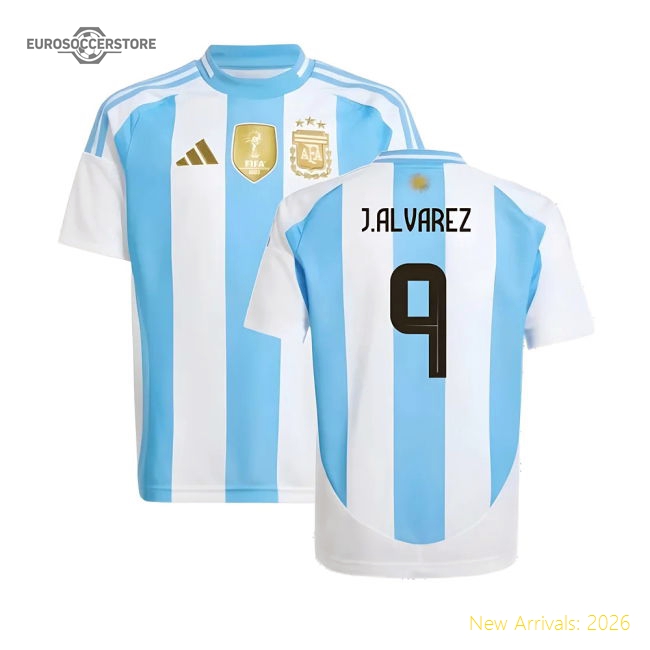 2024-2025 Argentina Home Shirt (Kids) (J.ALVAREZ 9)-Football Shirts Shop