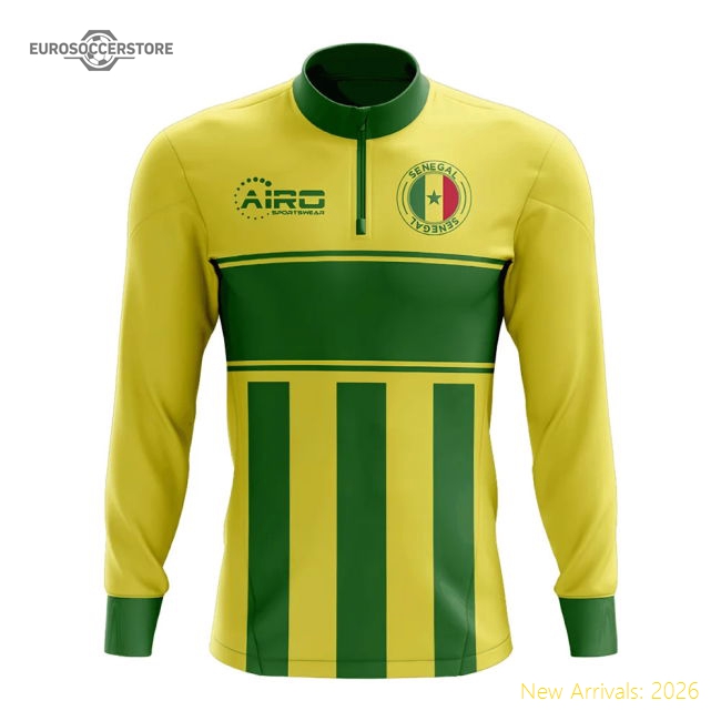 Senegal Concept Football Half Zip Midlayer Top (Yellow-Green)-Football Shirts Shop