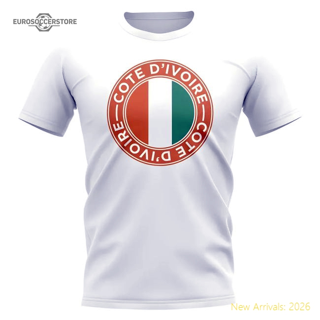Cote D'Ivoire Football Badge T-Shirt (White)-Football Shirts Shop