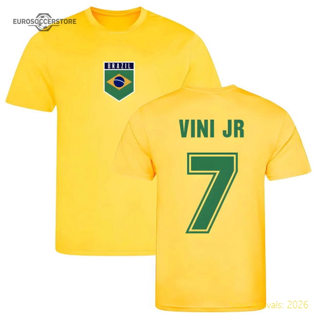 Vini Jr Brazil Training Jersey (Yellow)-Football Shirts Shop