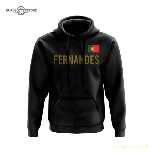 Bruno Fernandes Portugal Name Hoody (Black)-Football Shirts Shop