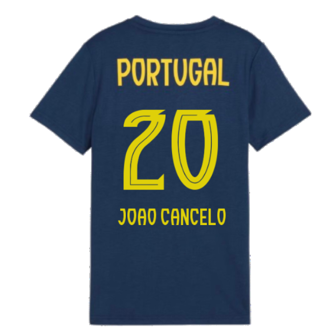 2025-2026 Portugal Casuals Tee (Persian Blue) - Kids (Joao Cancelo 20)-Football Shirts Shop