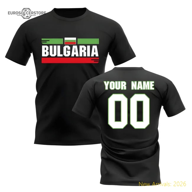 Personalised Bulgaria Fan Football T-Shirt (black)-Football Shirts Shop
